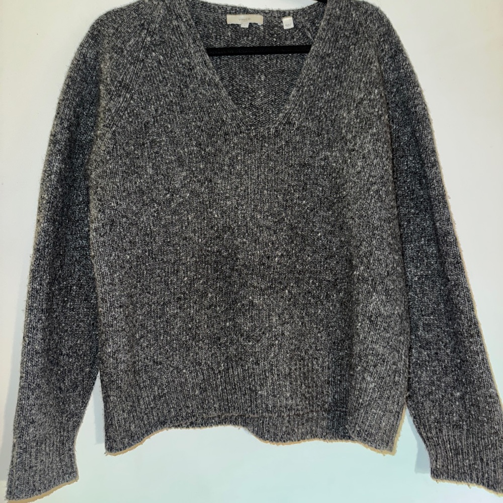 Vince Wool Charcoal V-Neck Sweater